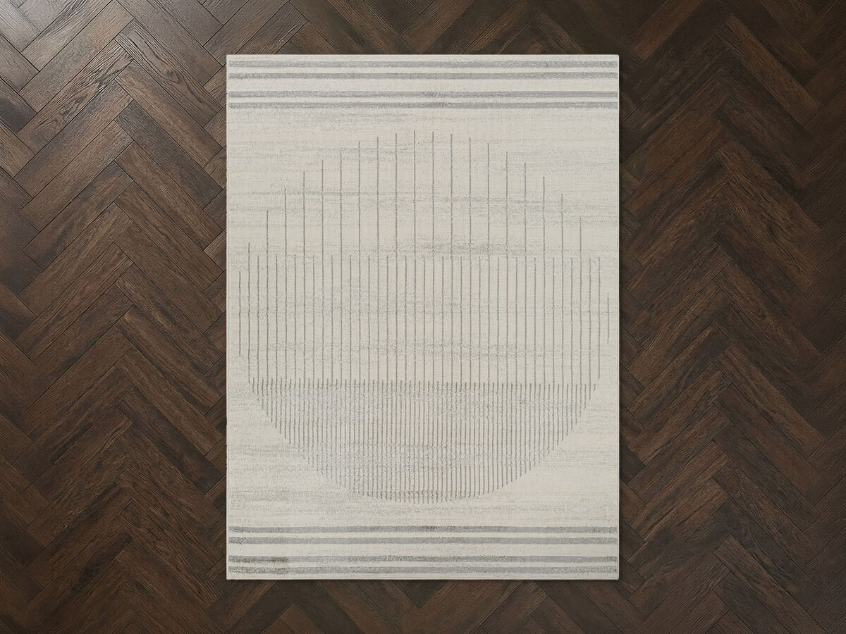 Tapis poils ras SIENNE motif graphique gris clair