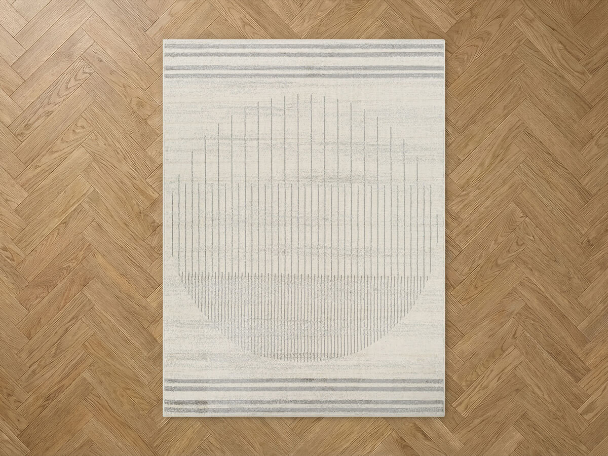 Tapis poils ras SIENNE motif graphique gris clair — vue 5