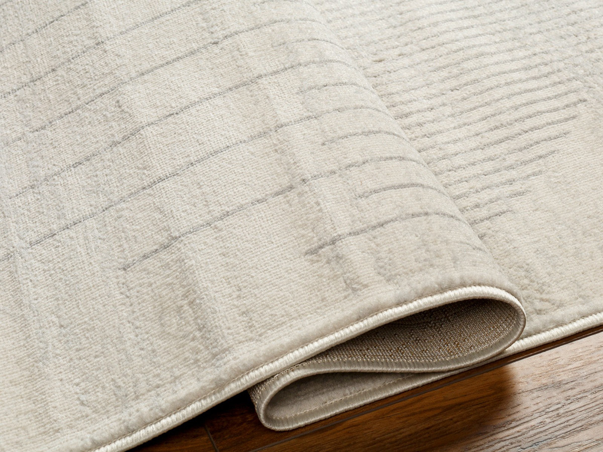 Tapis poils ras SIENNE motif graphique gris clair — vue 6