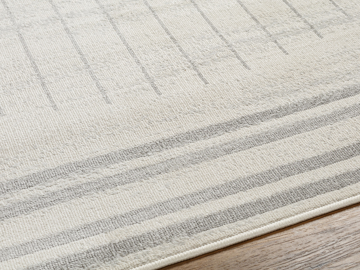 Tapis poils ras SIENNE motif graphique gris clair — vue 4