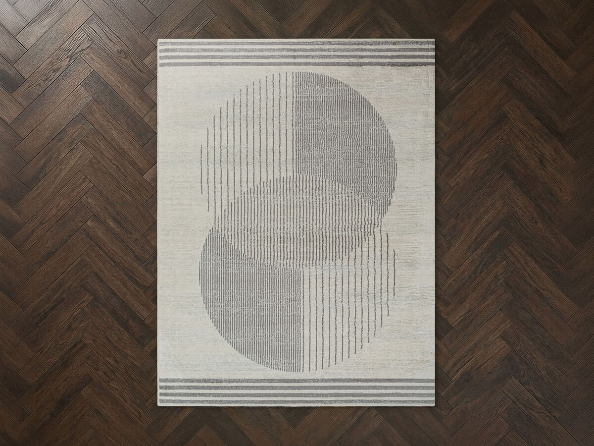 Tapis poils ras SENO motif graphique gris clair