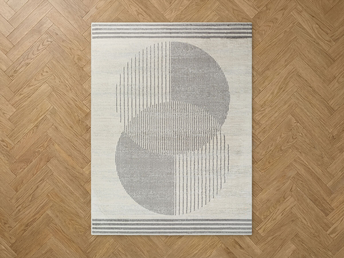 Tapis poils ras SENO motif graphique gris clair — vue 5