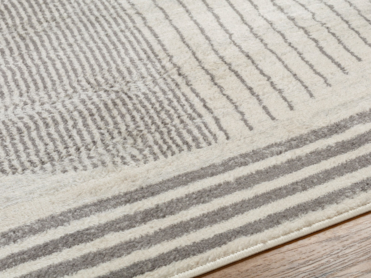 Tapis poils ras SENO motif graphique gris clair — vue 4