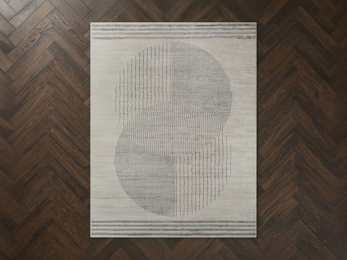 Tapis poils ras SENO motif graphique gris