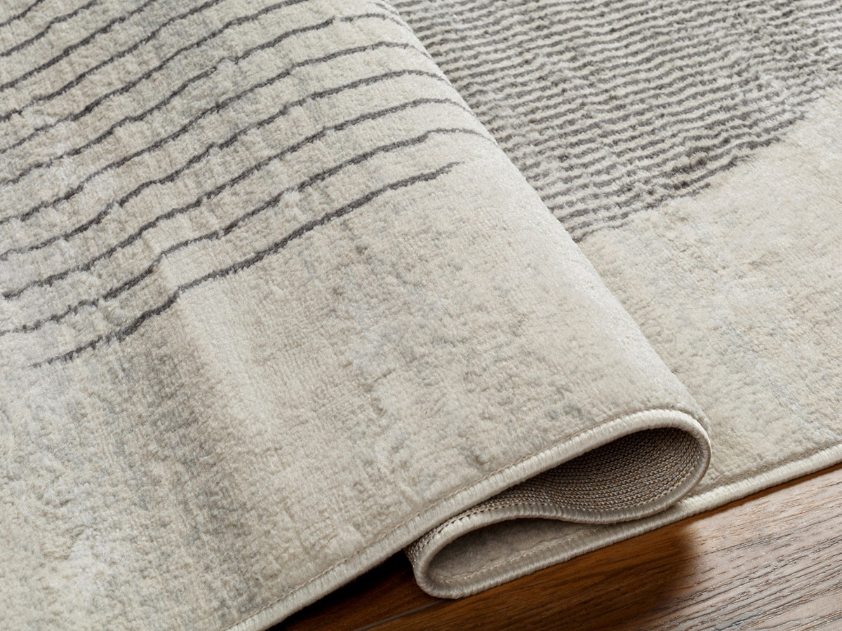 Tapis poils ras SENO motif graphique gris clair — vue 6