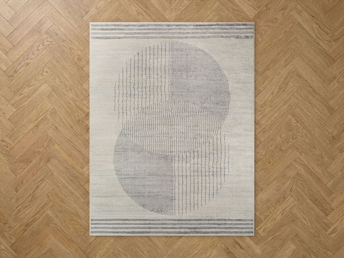 Tapis poils ras SENO motif graphique gris — vue 5