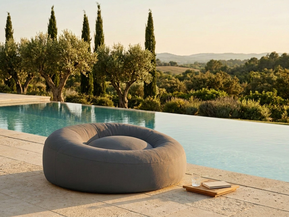 Pouf extérieur avec bâche de protection ELOANE gris foncé — vue 5