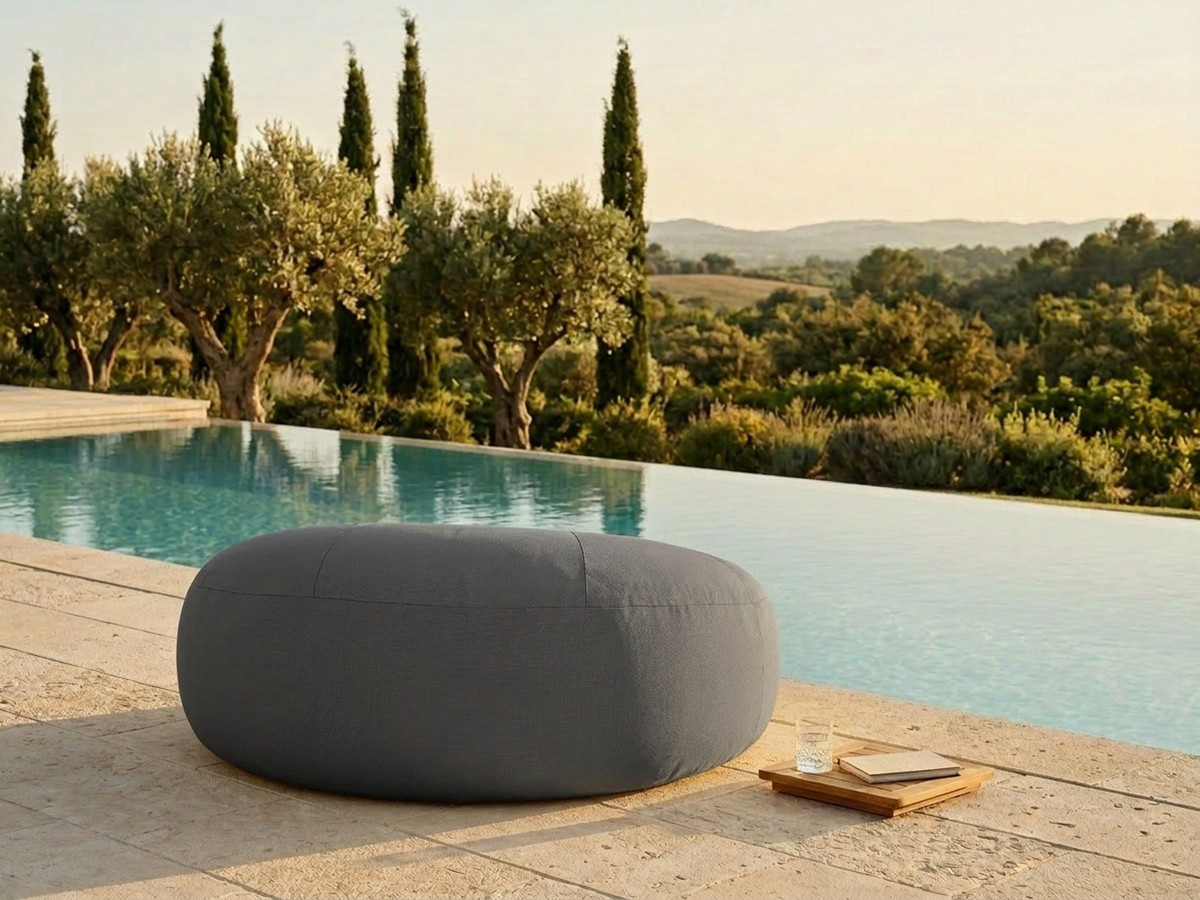 Pouf extérieur avec bâche de protection ELOANE gris foncé — vue 6