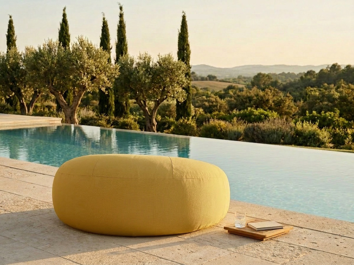 Pouf extérieur avec bâche de protection ELOANE jaune — vue 6