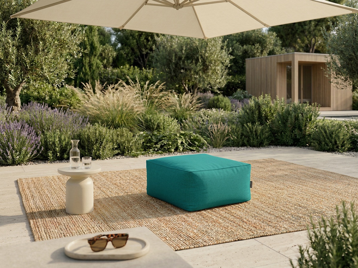 Pouf pour canapé de jardin modulable RIVIERA bleu clair — vue 4