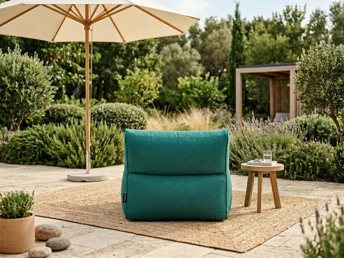 Chauffeuse 1 place sans accoudoir pour canapé de jardin modulable RIVIERA bleu clair — vue 5