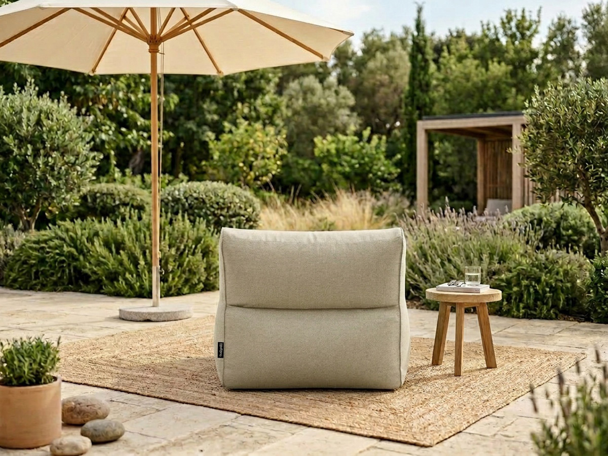 Chauffeuse 1 place sans accoudoir pour canapé de jardin modulable RIVIERA beige — vue 5