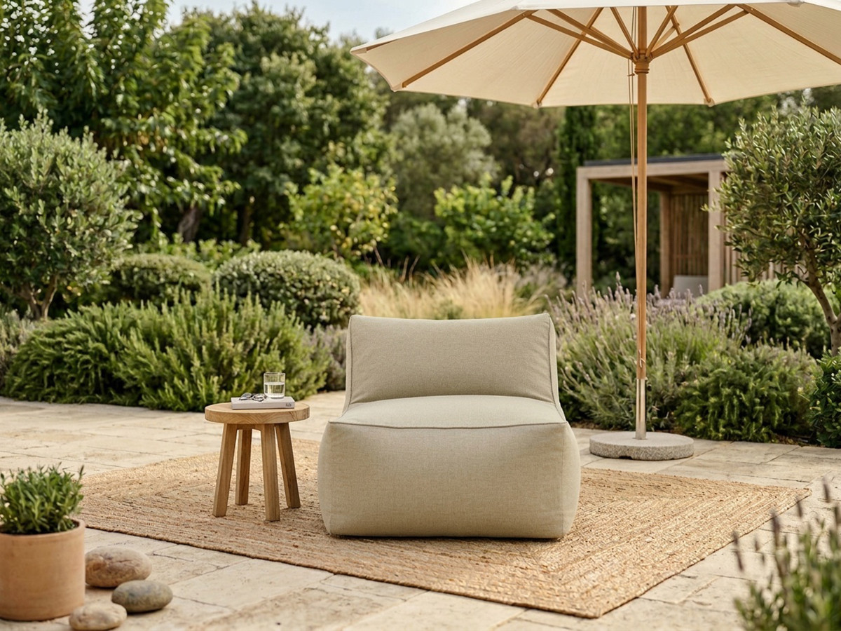 Chauffeuse 1 place sans accoudoir pour canapé de jardin modulable RIVIERA