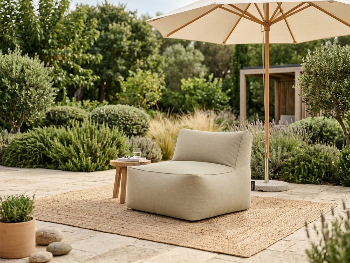 Chauffeuse 1 place sans accoudoir pour canapé de jardin modulable RIVIERA