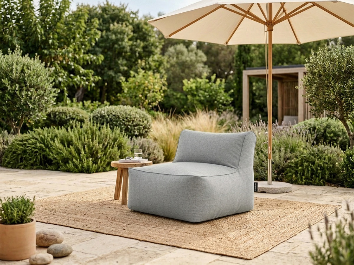 Chauffeuse 1 place sans accoudoir pour canapé de jardin modulable RIVIERA gris clair