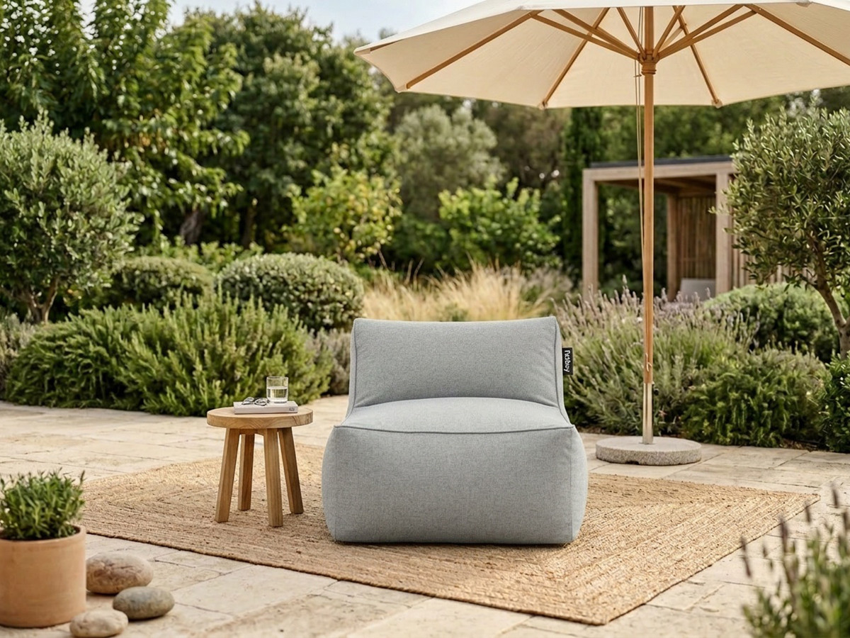 Chauffeuse 1 place sans accoudoir pour canapé de jardin modulable RIVIERA gris clair — vue 4