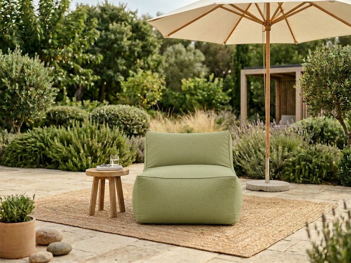 Chauffeuse 1 place sans accoudoir pour canapé de jardin modulable RIVIERA vert — vue 4