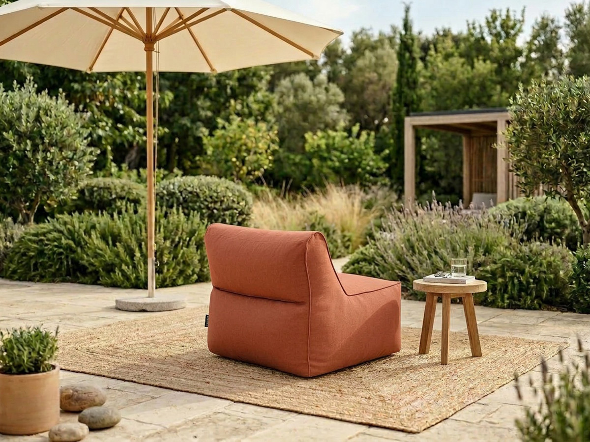 Chauffeuse 1 place sans accoudoir pour canapé de jardin modulable RIVIERA orange — vue 5