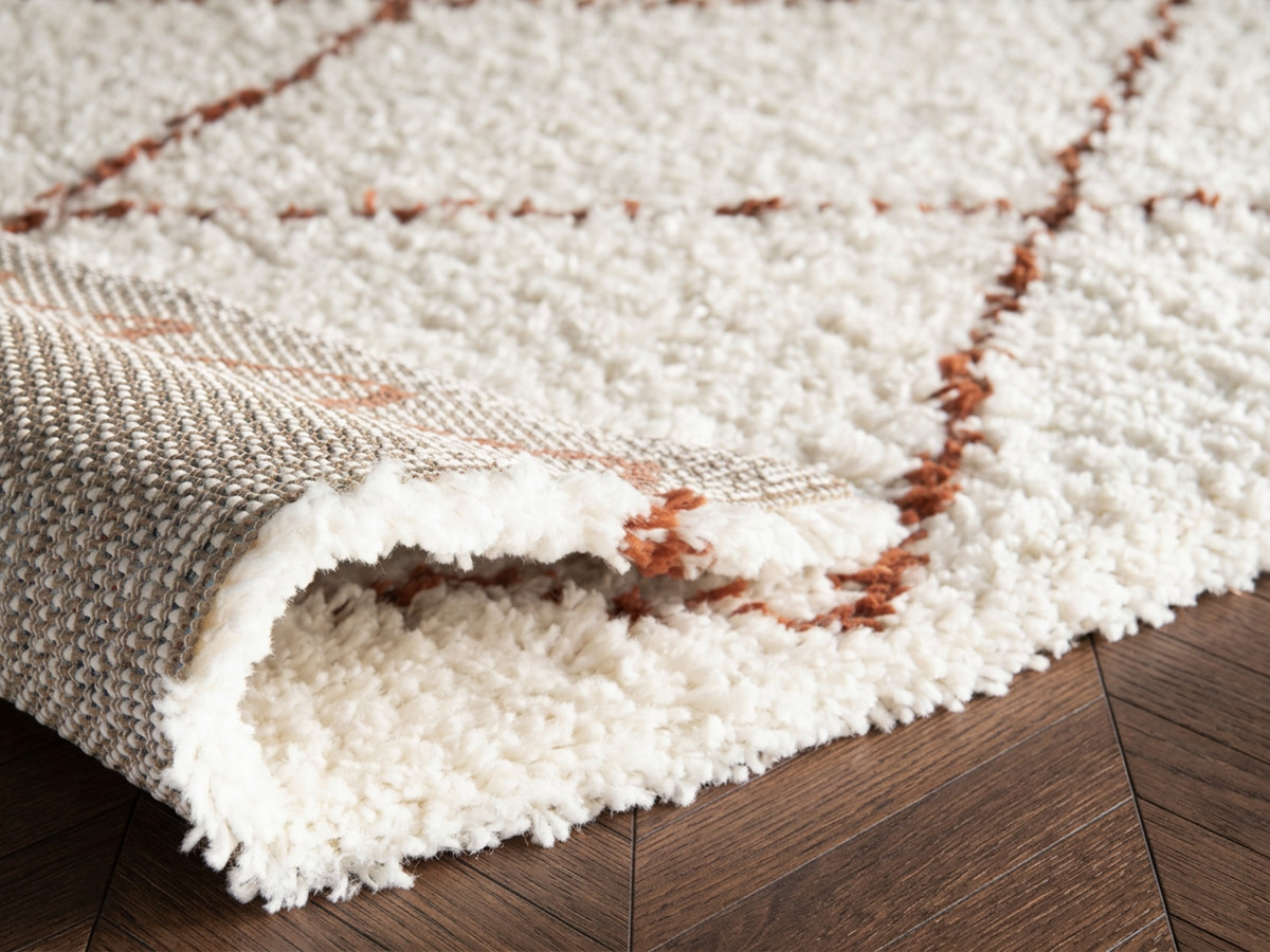 Tapis poils longs SIMON motifs graphiques beige — vue 6