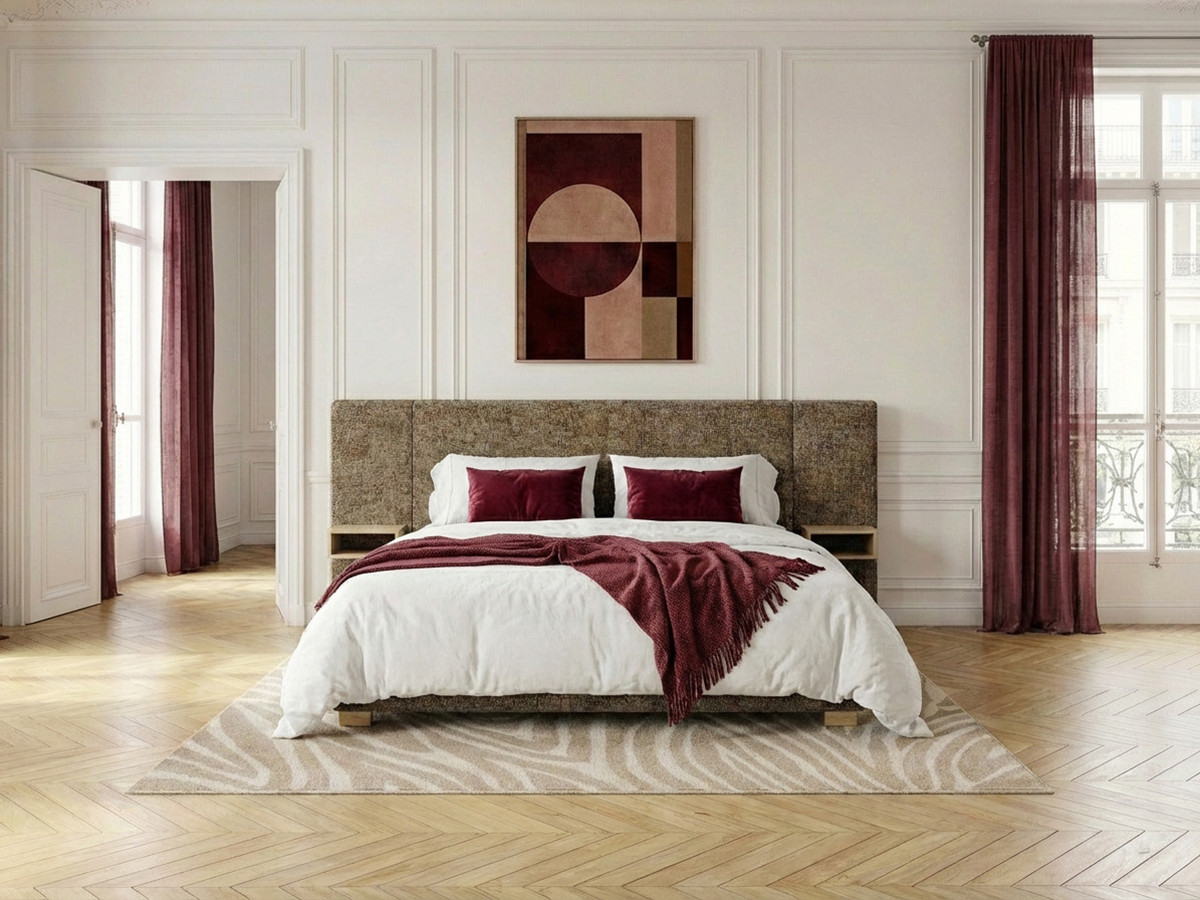 Lit coffre ALOE avec chevets et LED intégrées marron — vue 6