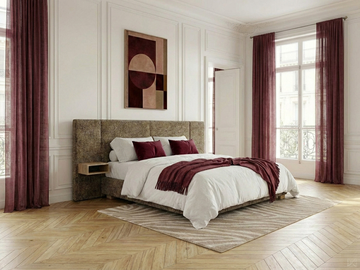 Lit coffre ALOE avec chevets et LED intégrées marron — vue 5