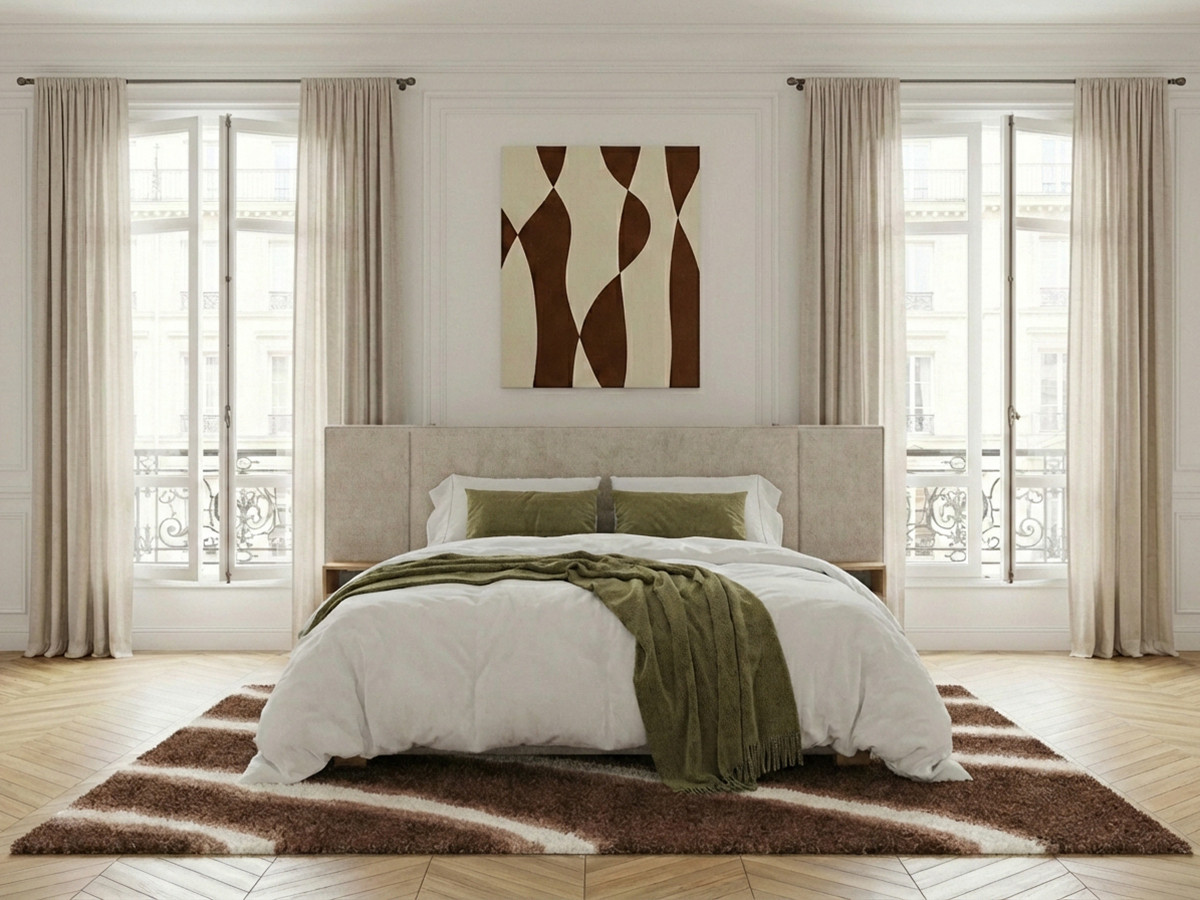 Lit coffre ALOE avec chevets et LED intégrées beige — vue 6