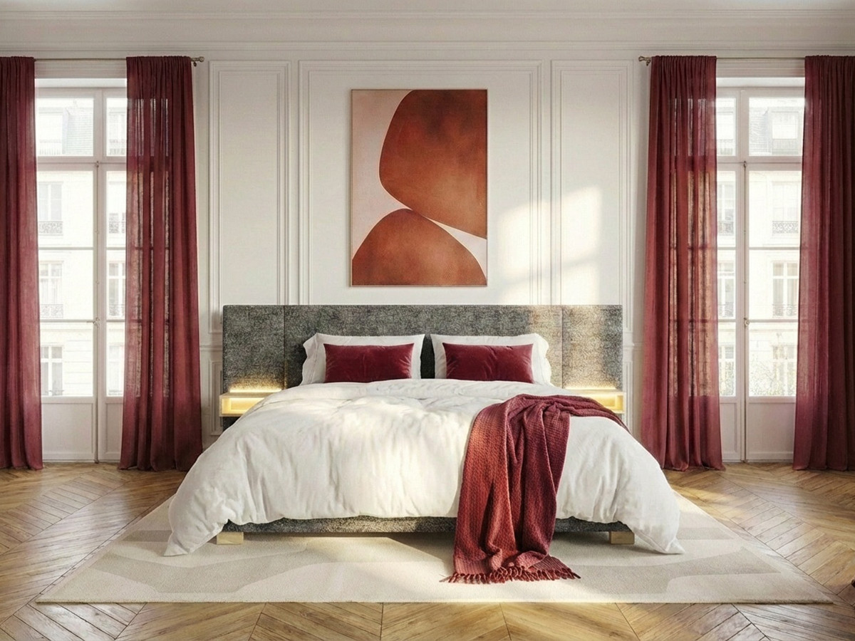 Lit coffre ALOE avec chevets et LED intégrées