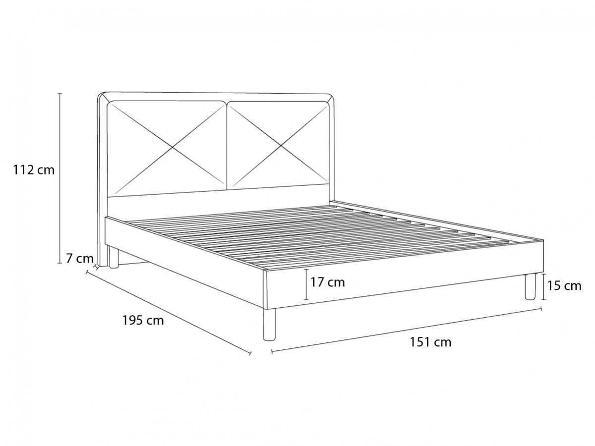 MARA bed in structuurstof met massieve lattenbodem