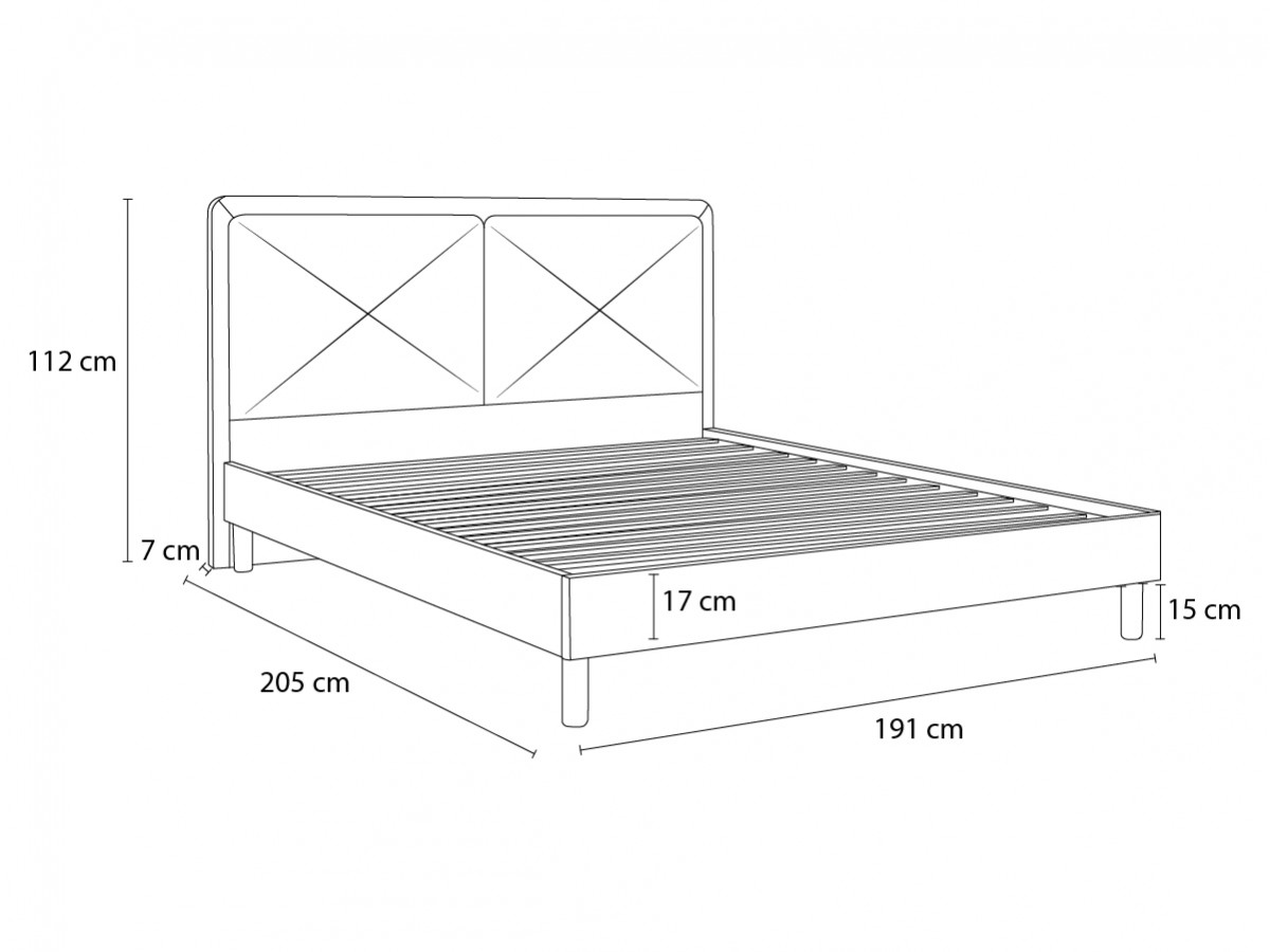 MARA bed in structuurstof met massieve lattenbodem