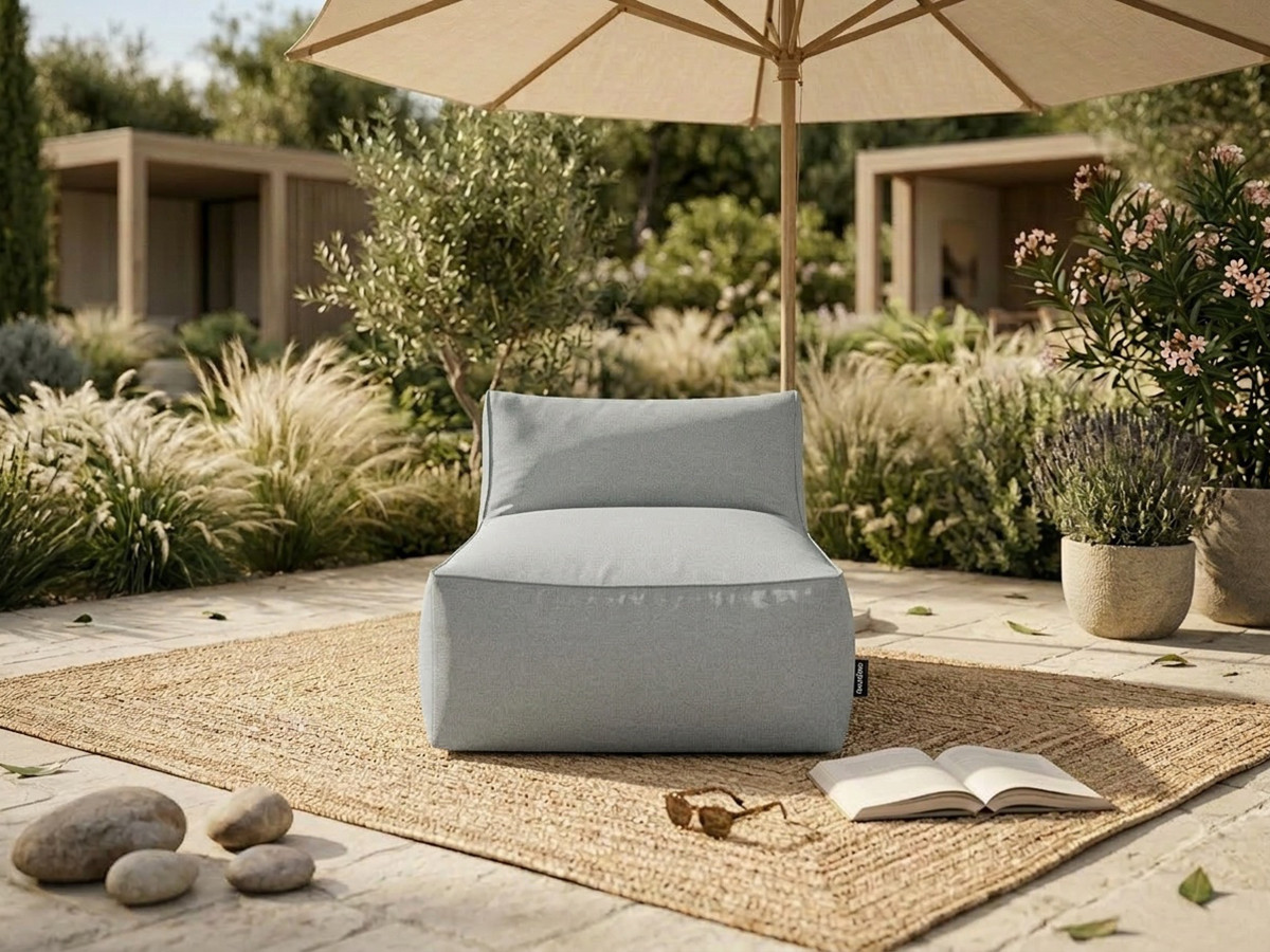 Méridienne sans accoudoir pour canapé de jardin modulable RIVIERA gris clair — vue 4