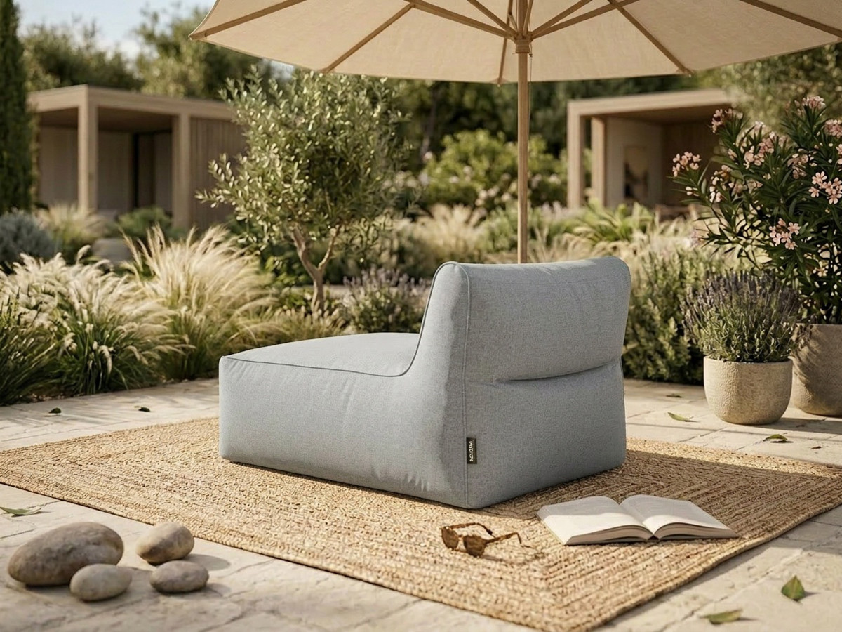 Méridienne sans accoudoir pour canapé de jardin modulable RIVIERA gris clair — vue 5