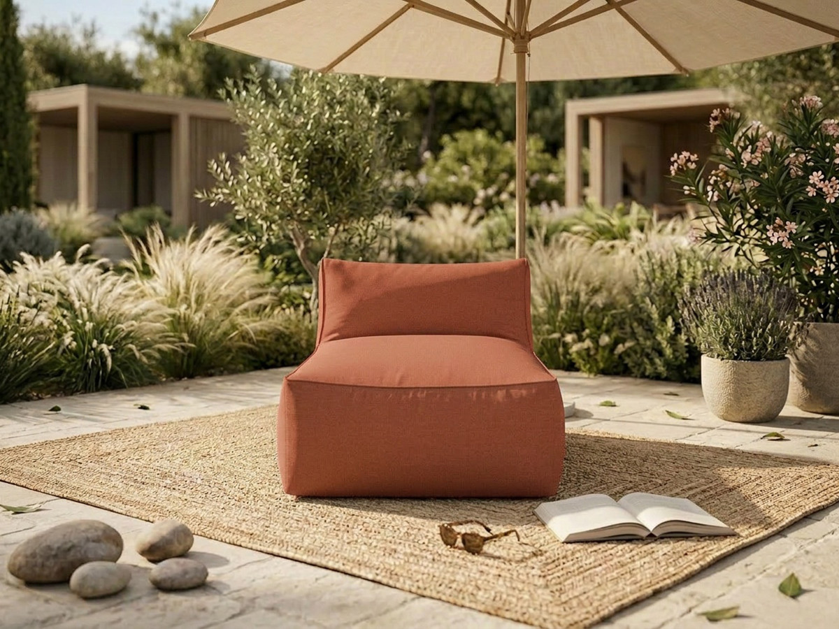 Méridienne sans accoudoir pour canapé de jardin modulable RIVIERA orange — vue 4