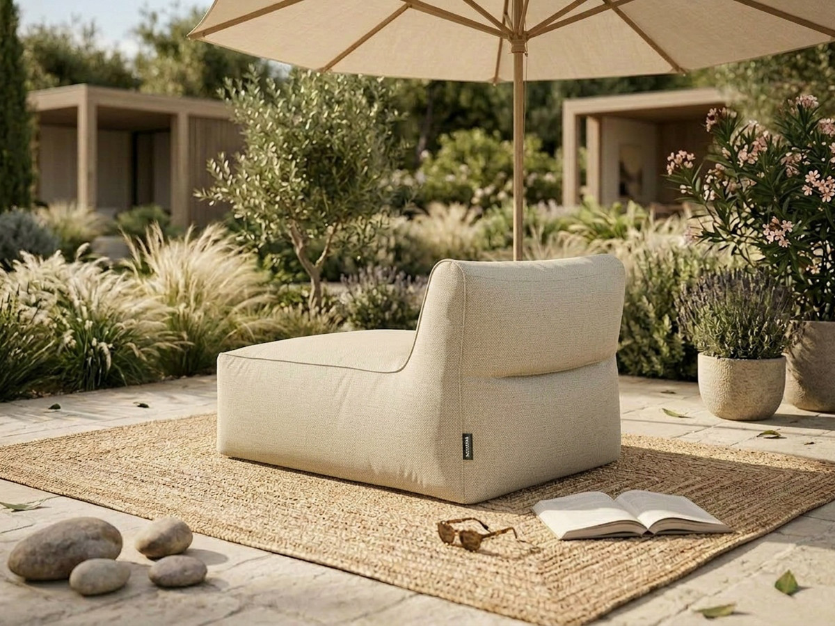 Méridienne sans accoudoir pour canapé de jardin modulable RIVIERA beige — vue 5