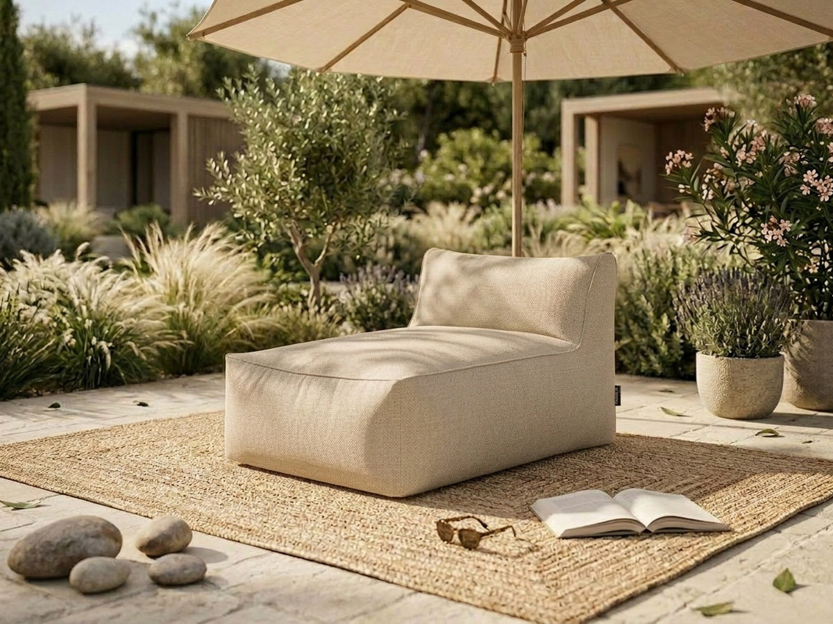 Chaise longue zonder armleuningen voor de modulaire tuinbank RIVIERA