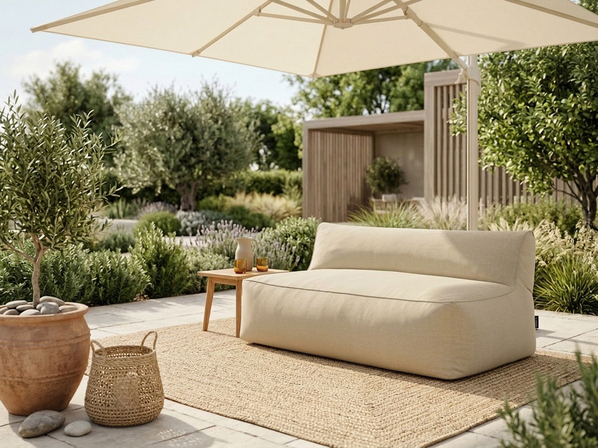 Chauffeuse 2 places sans accoudoir pour canapé de jardin modulable RIVIERA