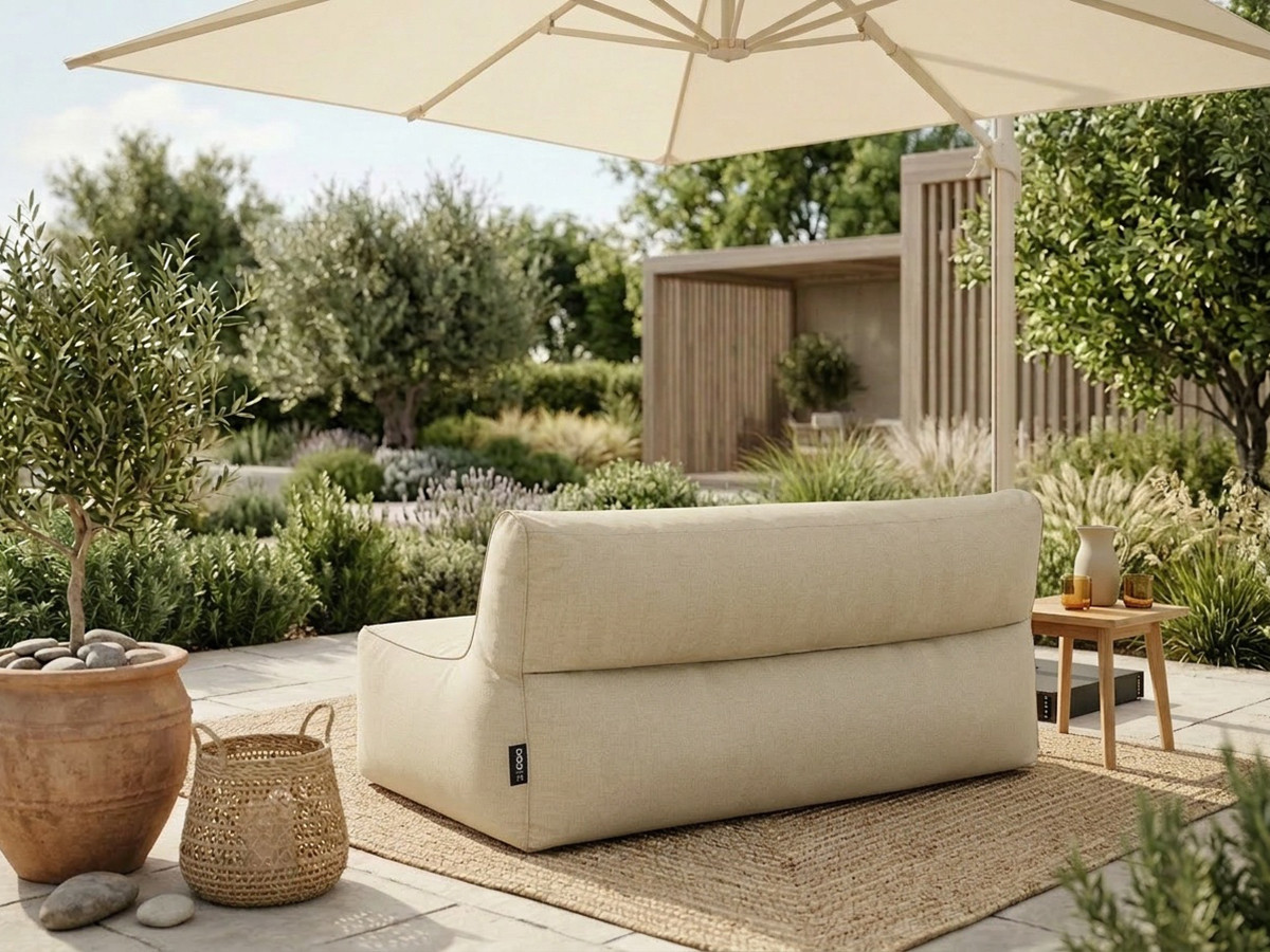 Chauffeuse 2 places sans accoudoir pour canapé de jardin modulable RIVIERA beige — vue 5