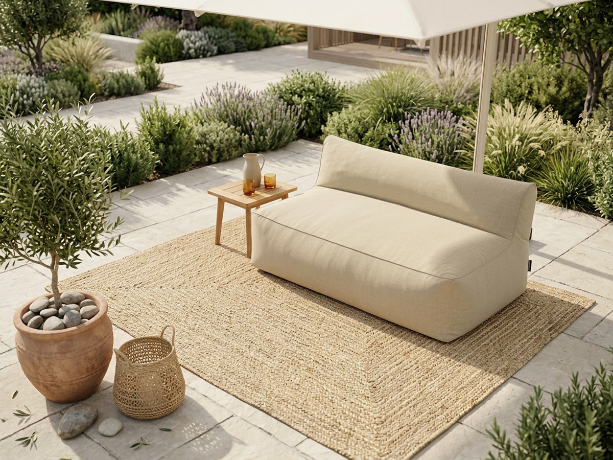 Chauffeuse 2 places sans accoudoir pour canapé de jardin modulable RIVIERA