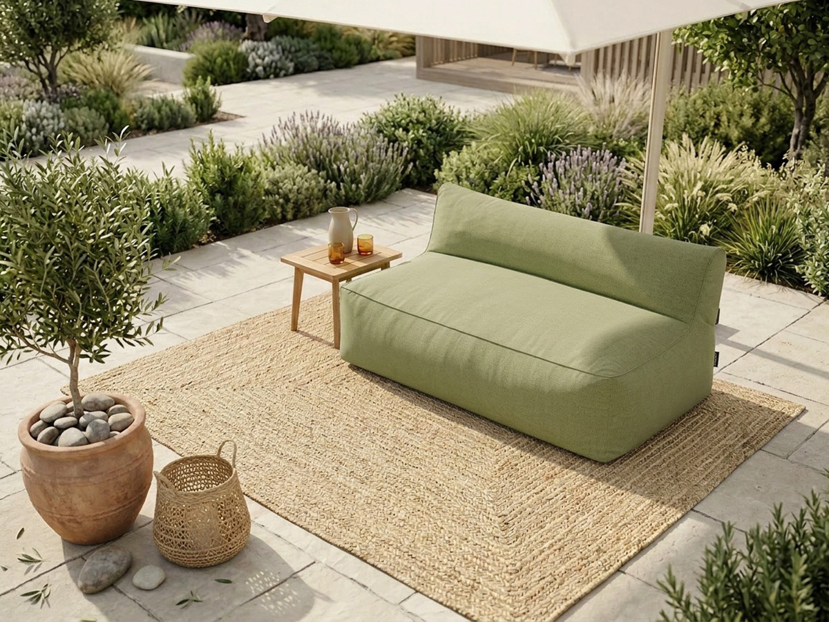 Chauffeuse 2 places sans accoudoir pour canapé de jardin modulable RIVIERA vert — vue 4