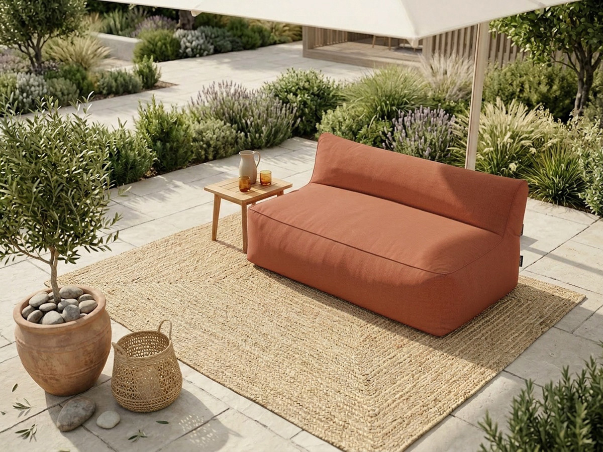 Chauffeuse 2 places sans accoudoir pour canapé de jardin modulable RIVIERA