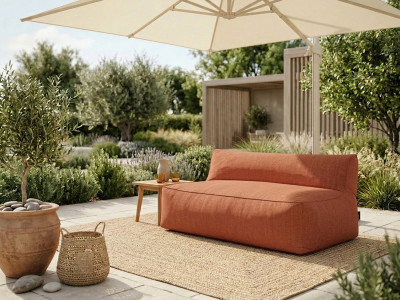 Chauffeuse 2 places sans accoudoir pour canapé de jardin modulable RIVIERA