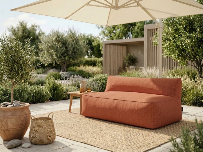 Chauffeuse 2 places sans accoudoir pour canapé de jardin modulable RIVIERA