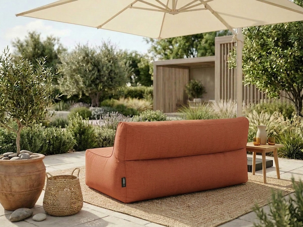 Chauffeuse 2 places sans accoudoir pour canapé de jardin modulable RIVIERA orange — vue 5