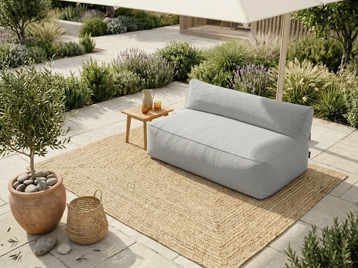 Chauffeuse 2 places sans accoudoir pour canapé de jardin modulable RIVIERA