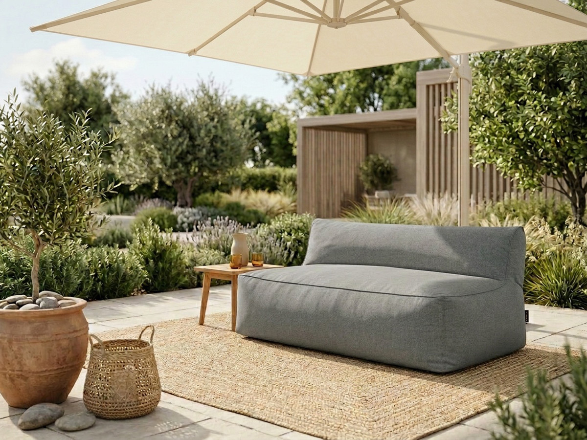 Chauffeuse 2 places sans accoudoir pour canapé de jardin modulable RIVIERA