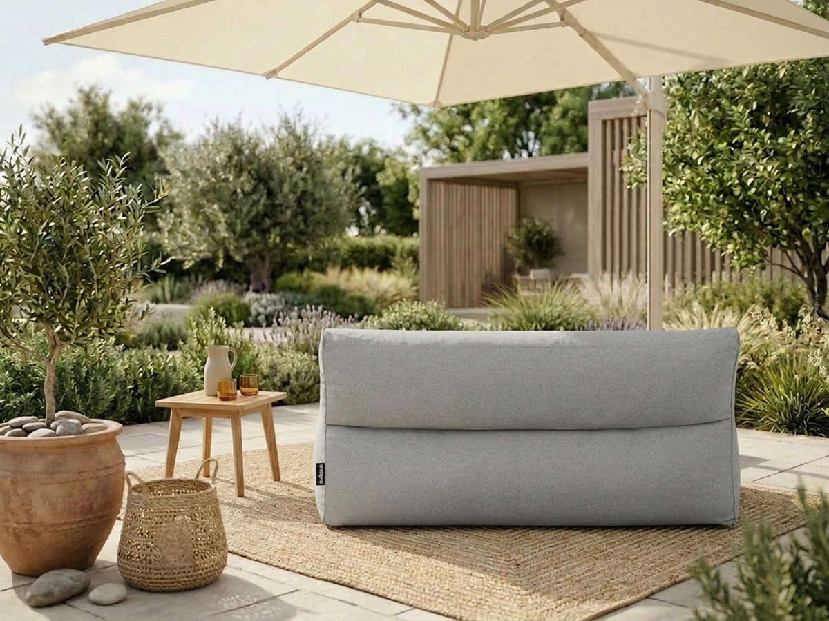 Chauffeuse 2 places sans accoudoir pour canapé de jardin modulable RIVIERA gris clair — vue 5