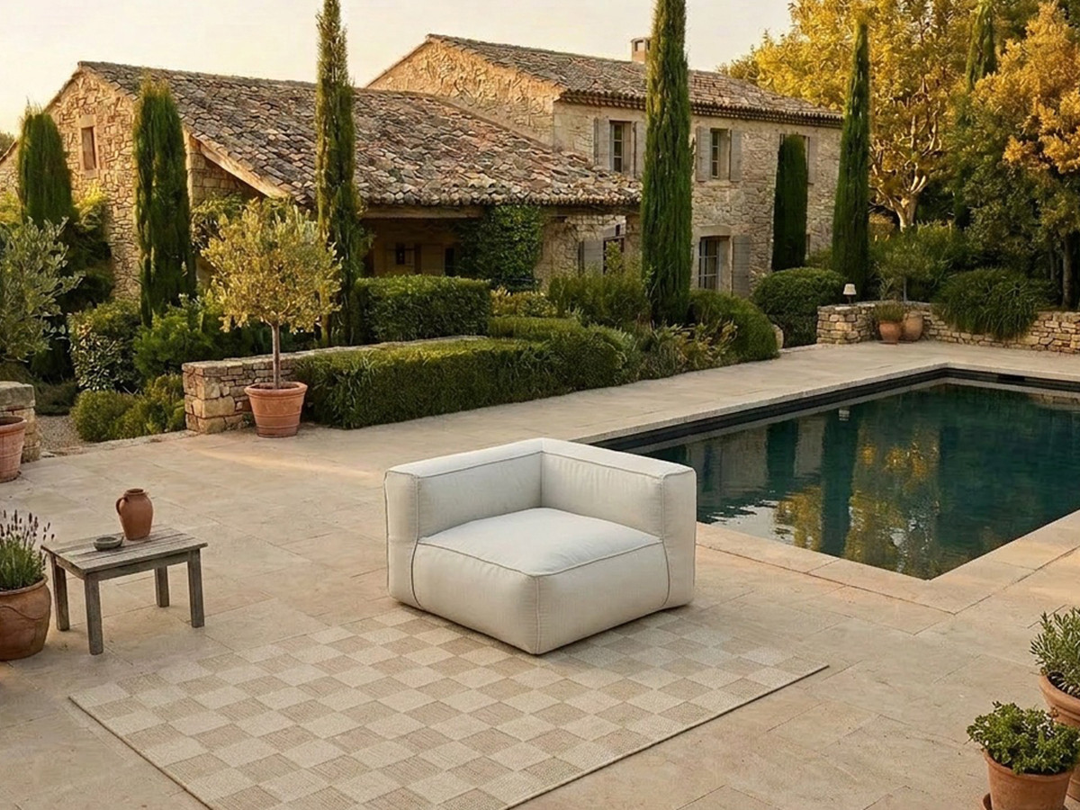 Angle pour canapé de jardin modulable GIULIA avec bâche de protection