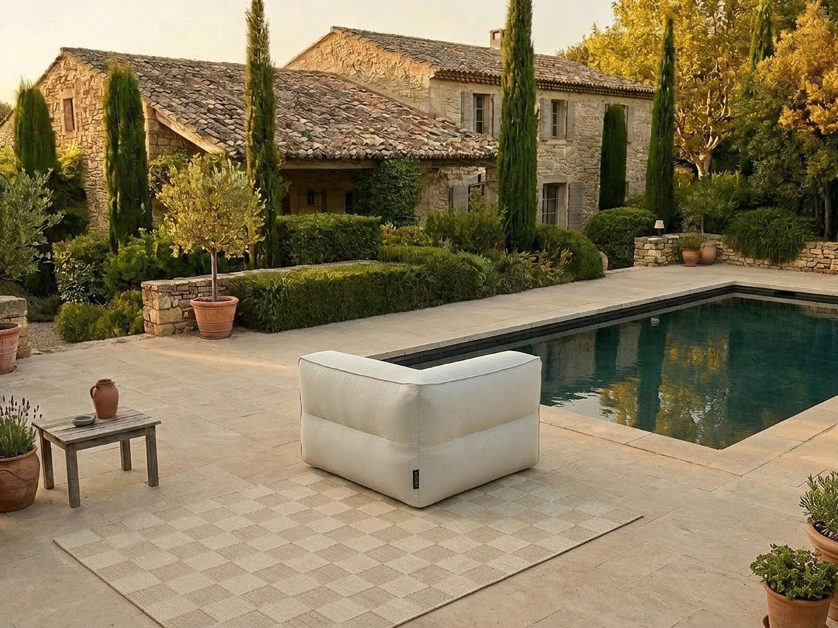 Angle pour canapé de jardin modulable GIULIA avec bâche de protection beige — vue 5