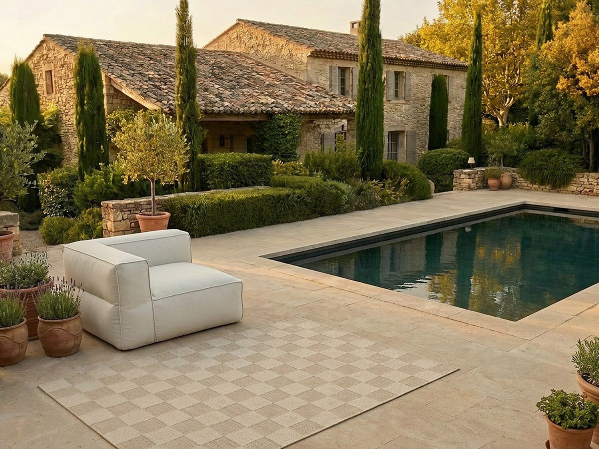 Angle pour canapé de jardin modulable GIULIA avec bâche de protection beige — vue 4