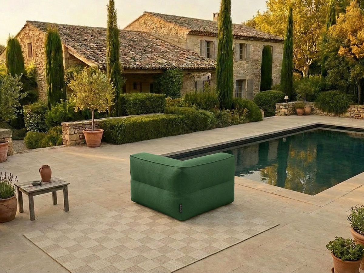 Angle pour canapé de jardin modulable GIULIA avec bâche de protection vert — vue 5