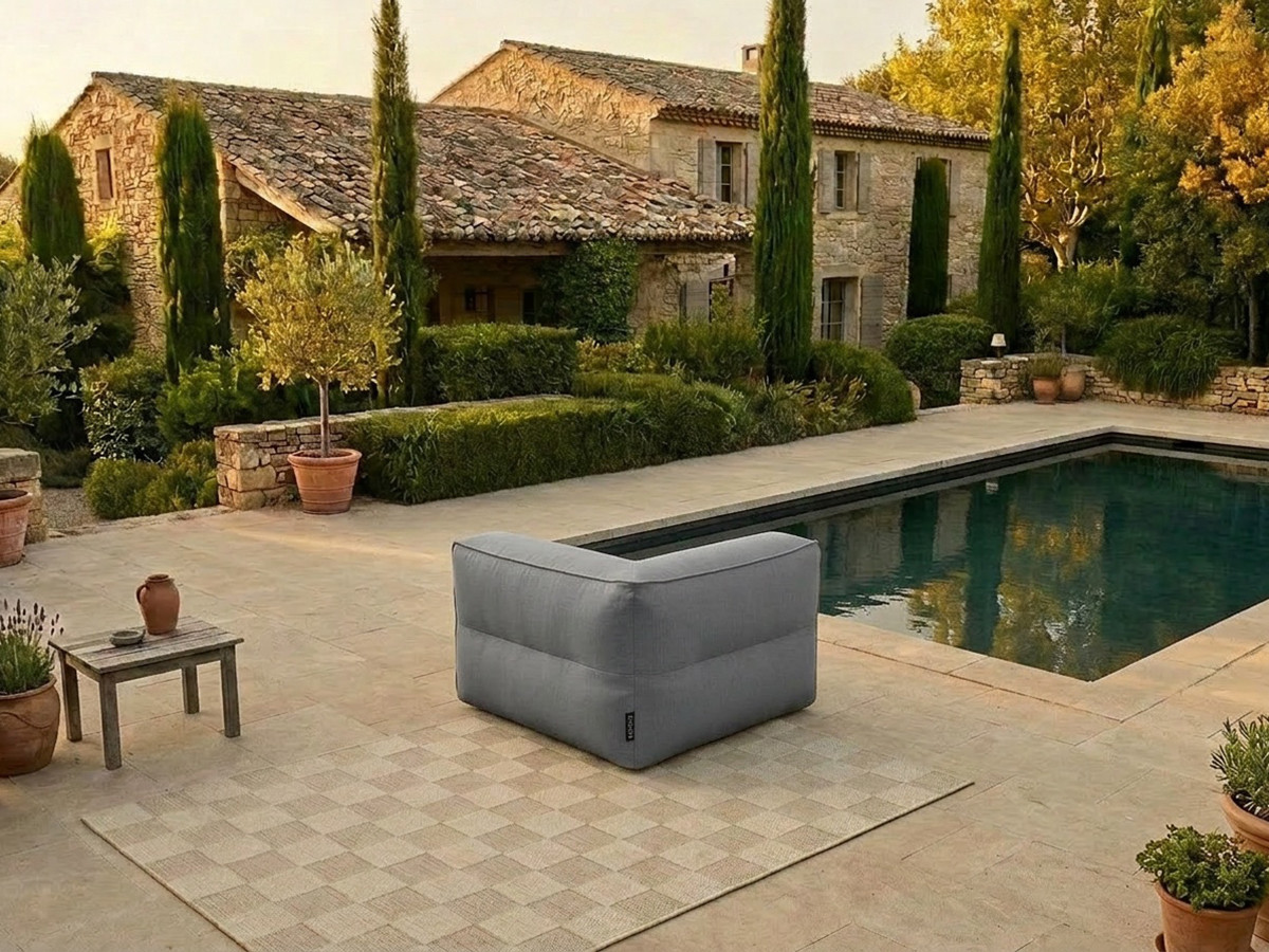 Angle pour canapé de jardin modulable GIULIA avec bâche de protection gris foncé — vue 5